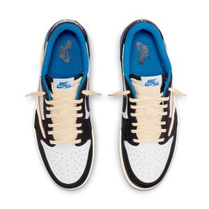 Air Jordan 1 Retro Low x Fragment Design x Travis Scott x “Sail Black Military Blue”