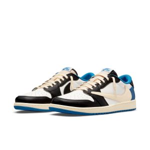 Air Jordan 1 Retro Low x Fragment Design x Travis Scott x “Sail Black Military Blue”